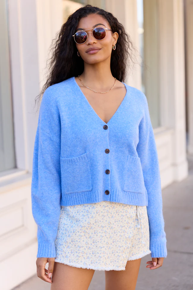 Kathryn Blue Long Sleeve Cardigan FINAL SALE - Image 3
