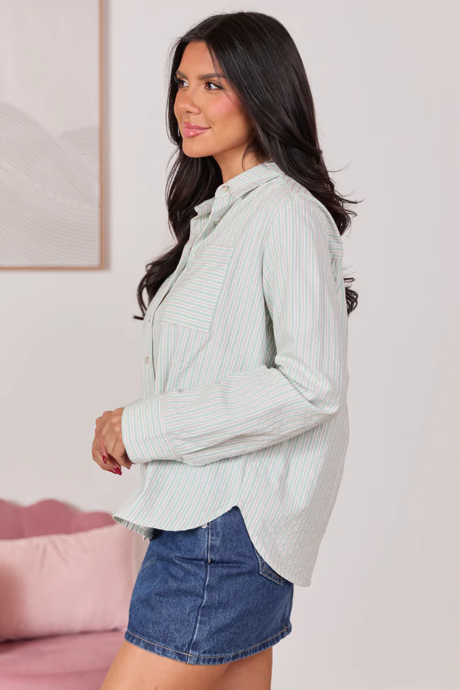 Kaylee Green Striped Shirt FINAL SALE - Image 4