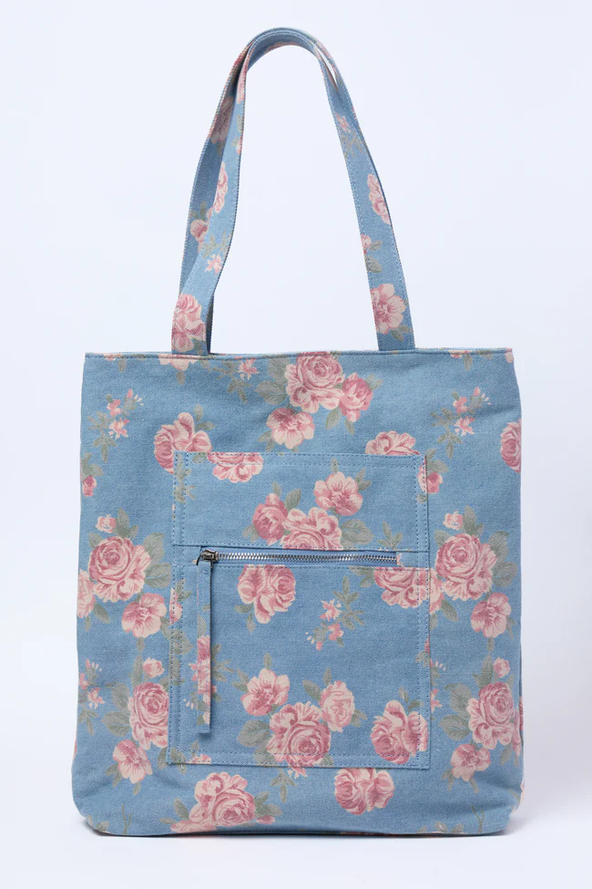 Kian Denim Rose Tote FINAL SALE