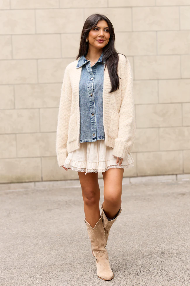 Kim Cable Knit And Denim Cardigan FINAL SALE - Image 2