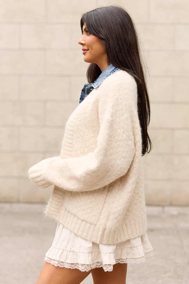 Kim Cable Knit And Denim Cardigan FINAL SALE - Image 3