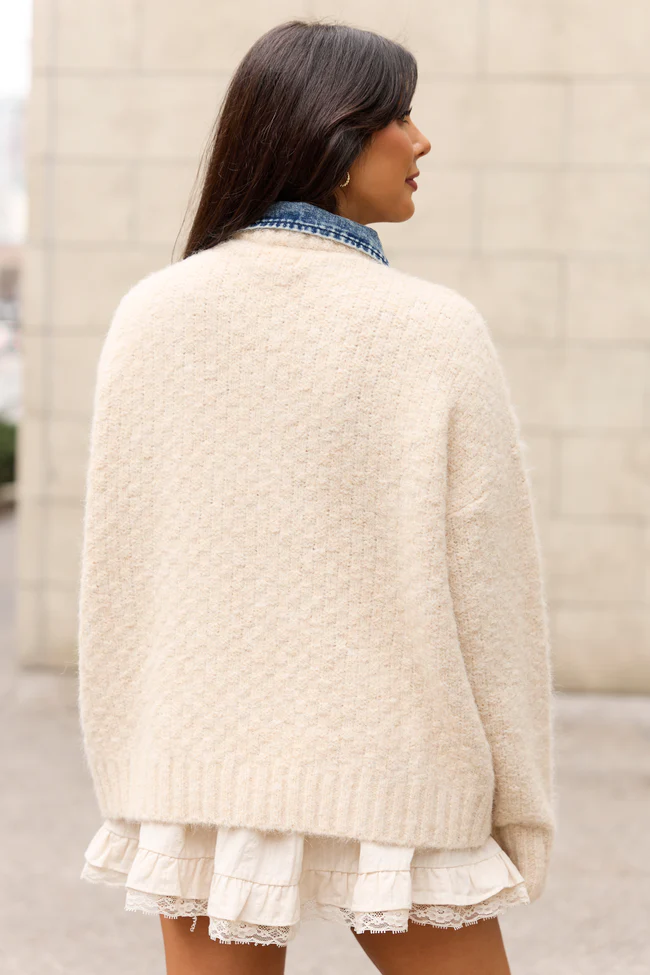 Kim Cable Knit And Denim Cardigan FINAL SALE - Image 4