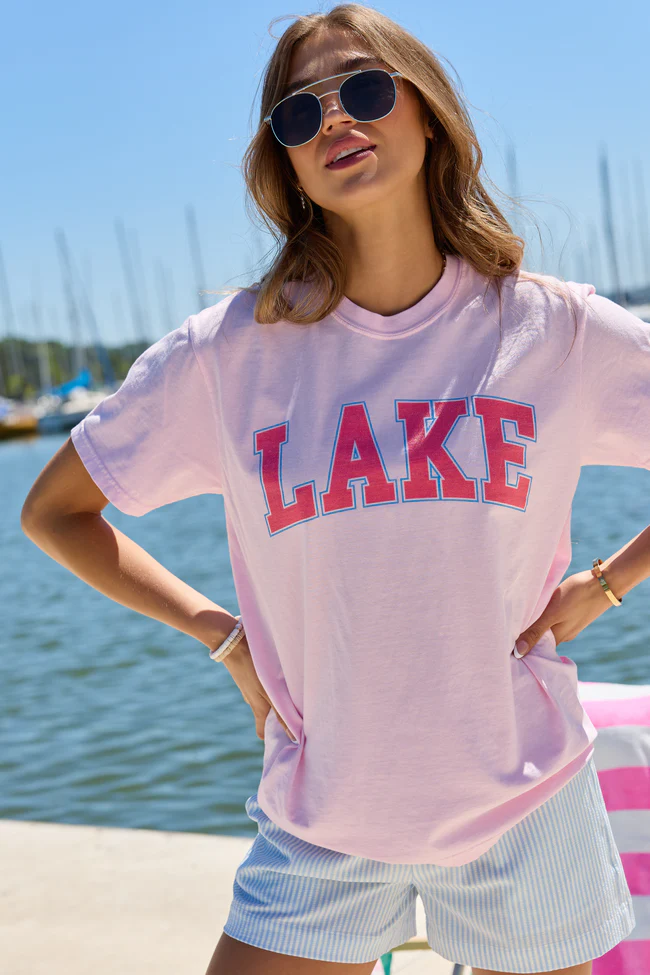 Lake Block Light Pink Graphic Tee - Image 4