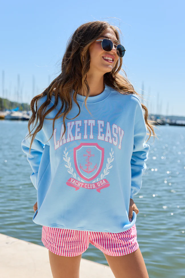 Lake It Easy Light Blue Graphic Sweatshirt - Image 4