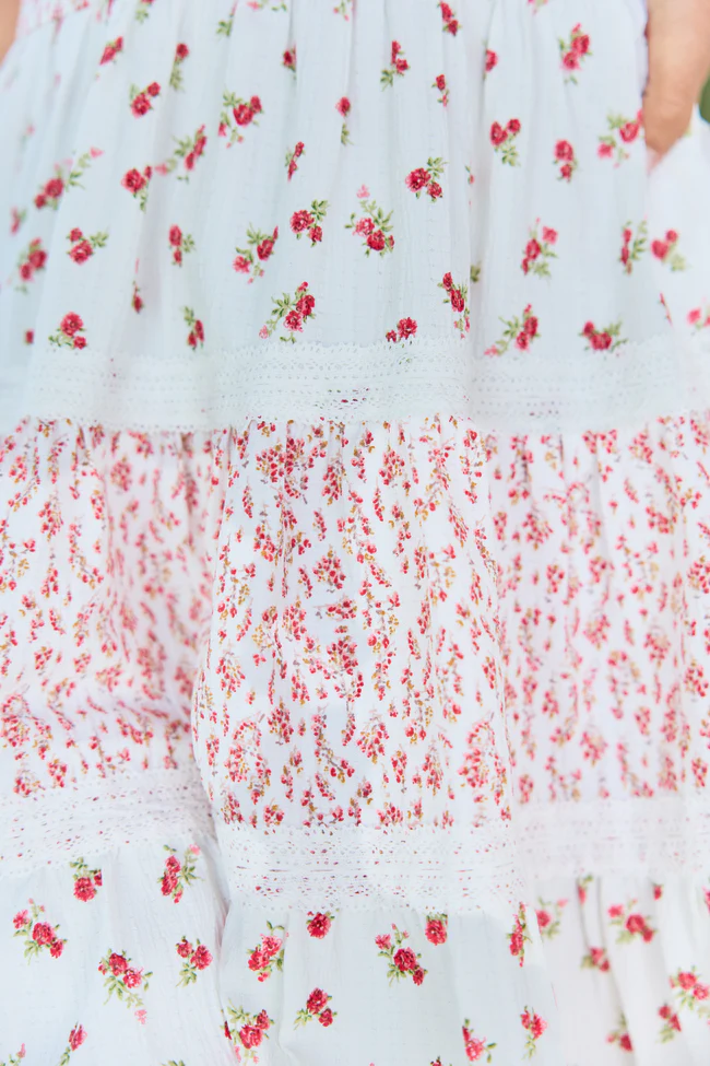 Lakin Red Floral Tiered Dress - Image 7
