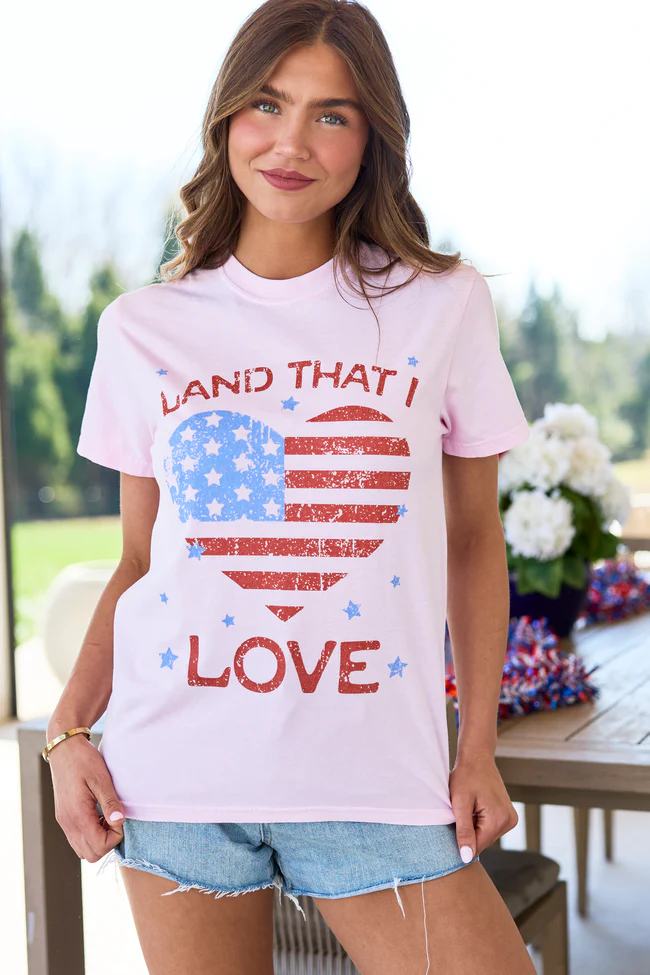 Land That I Love Light Pink Graphic Tee DOORBUSTER - Image 3