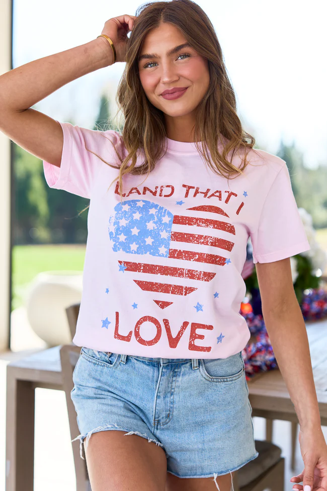 Land That I Love Light Pink Graphic Tee DOORBUSTER - Image 4