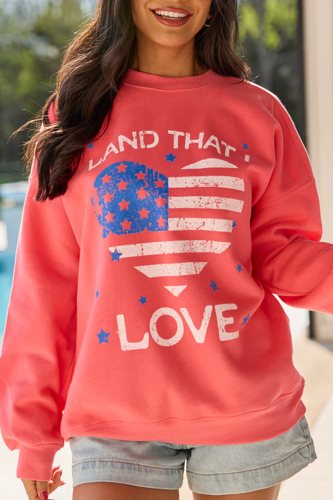 Land That I Love Light Red Graphic Sweatshirt - Image 2