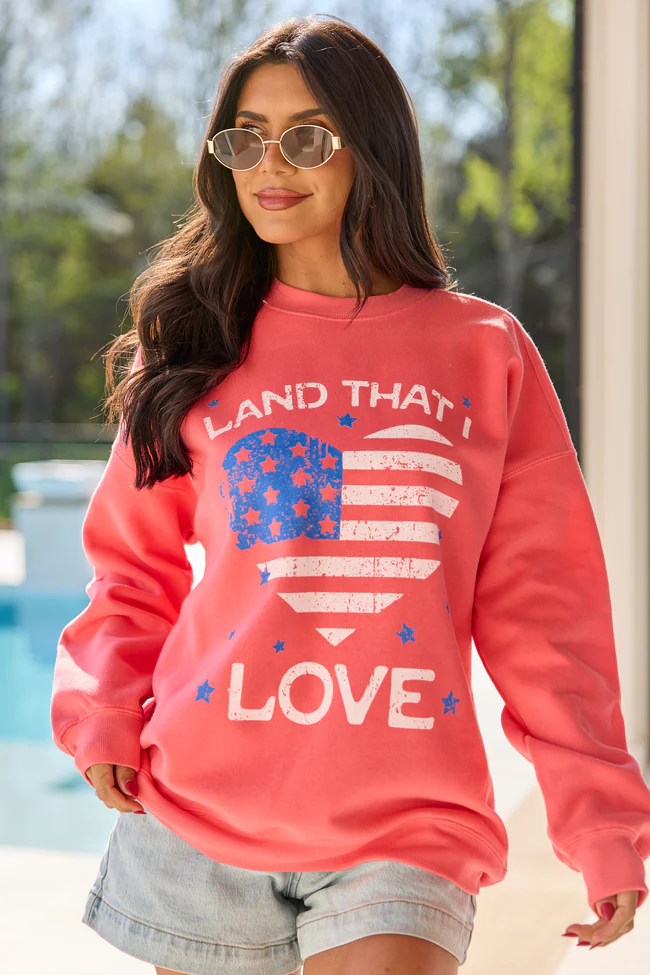Land That I Love Light Red Graphic Sweatshirt - Image 3