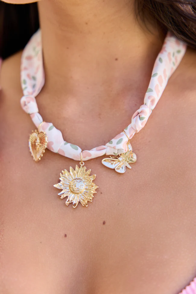 Laurel Pink Scarf Charm Necklace FINAL SALE