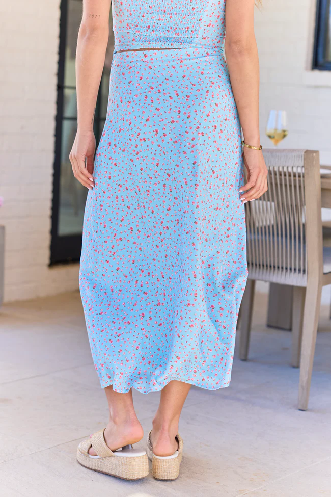 Lauren Blue Rose Print Midi Skirt - Image 4