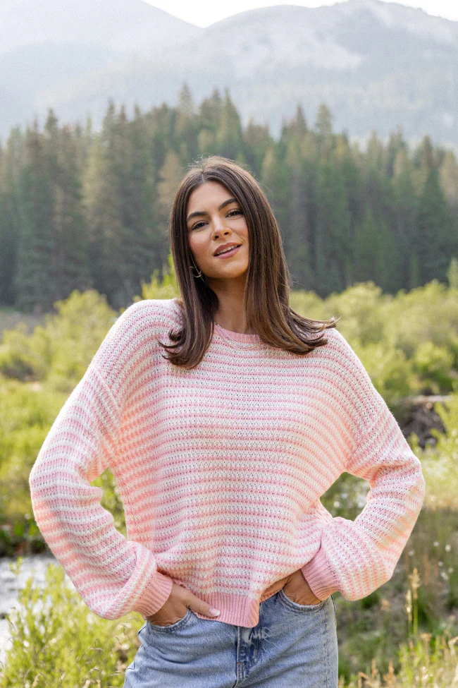 Lennon Blush and Ivory Striped Knit Sweater - Image 6