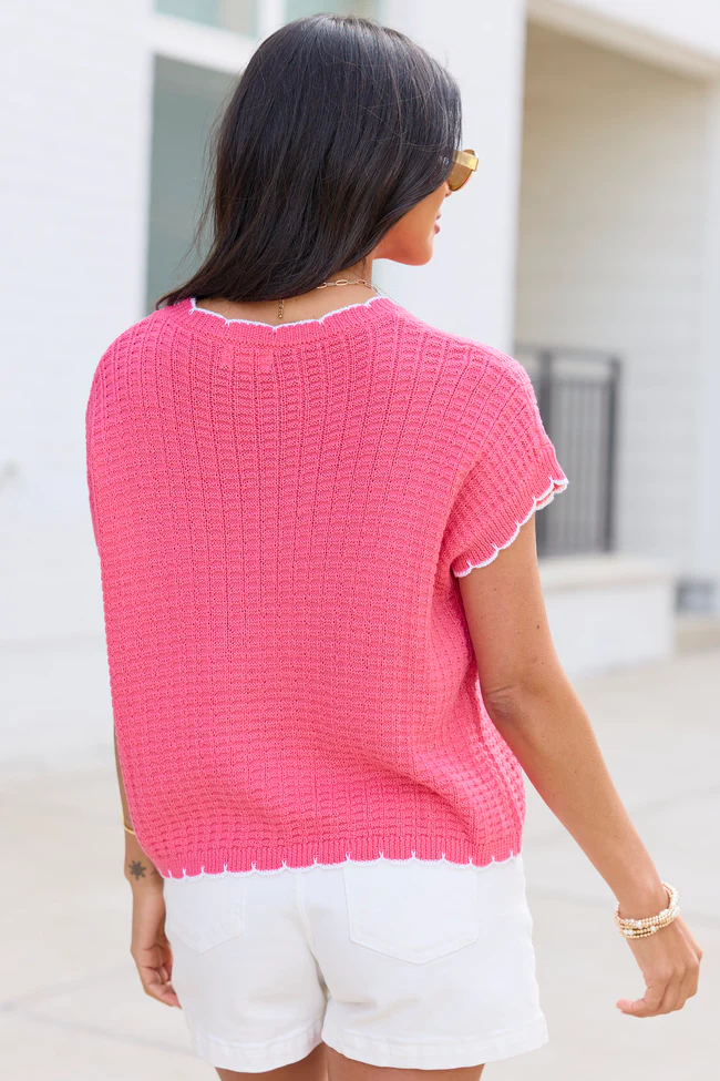 Lenny Pink Scallop Trim Sweater Tee - Image 4