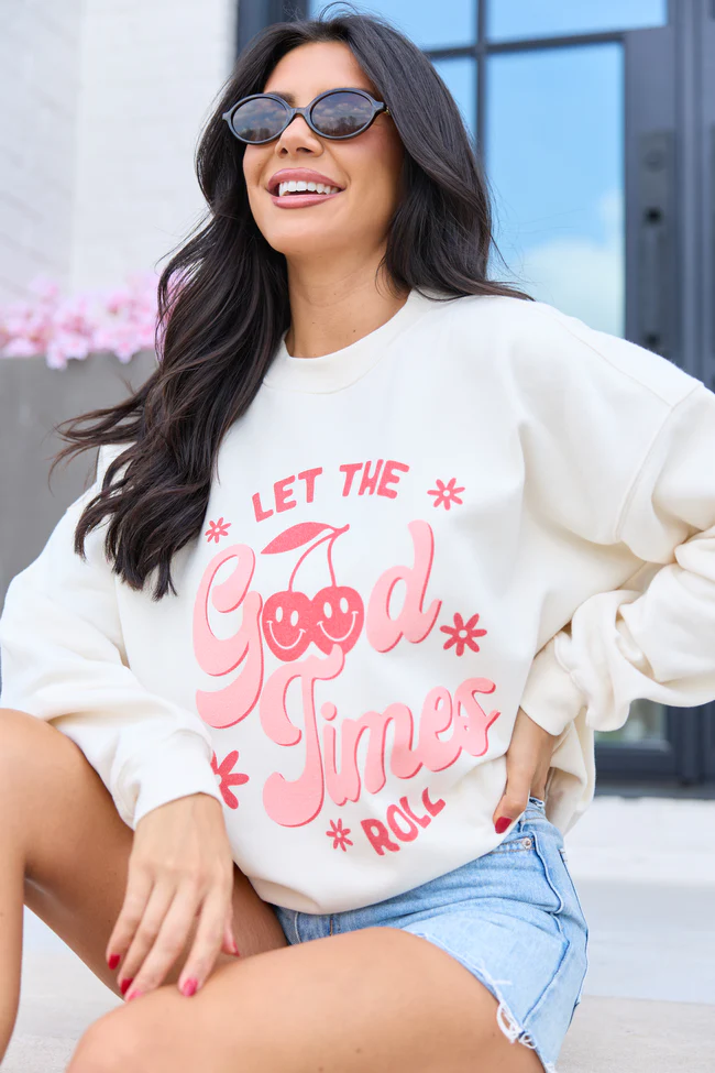 Let The Good Times Roll Cream Graphic Sweatshirt - Image 2