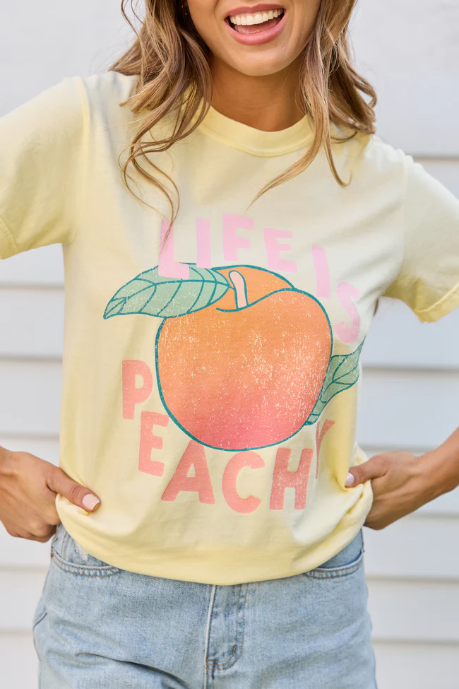 Life is Peachy Yellow Graphic Tee - Image 2