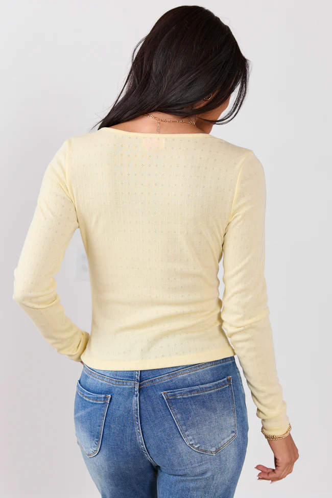 Lillian Yellow Ruched Front Long Sleeve Top SALE - Image 4