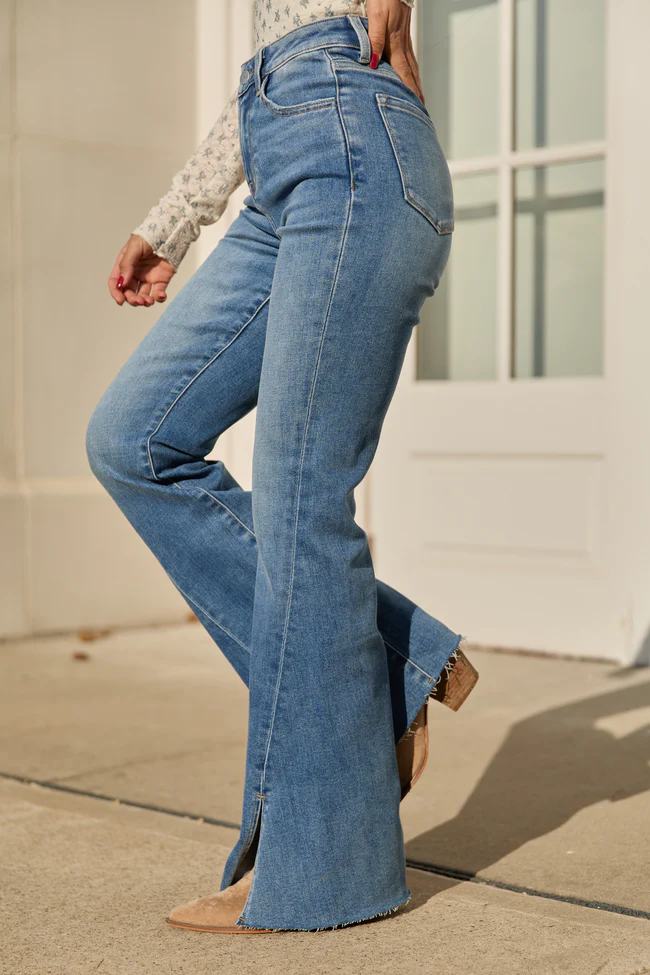 Lindsey Split Hem Flare Jeans FINAL SALE - Image 3