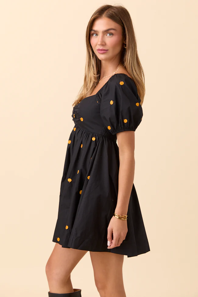 Linsy Black Pumpkin Puff Sleeve Mini Dress FINAL SALE - Image 3
