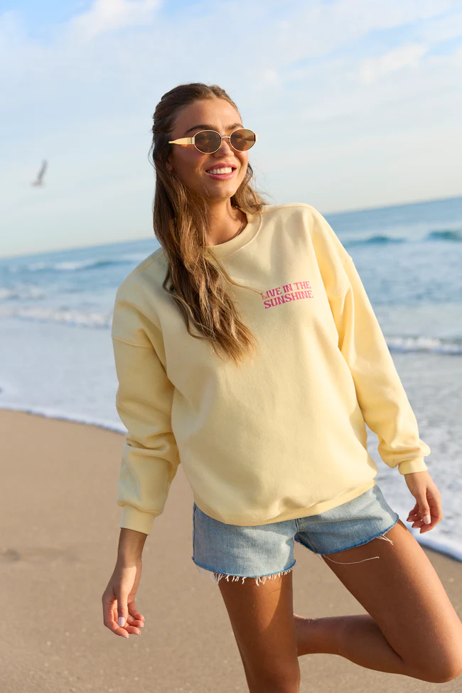Live In The Sunshine Yellow Graphic Sweatshirt - Image 3