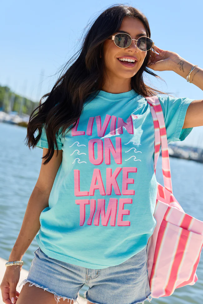 Livin' On Lake Time Mint Graphic Tee - Image 2