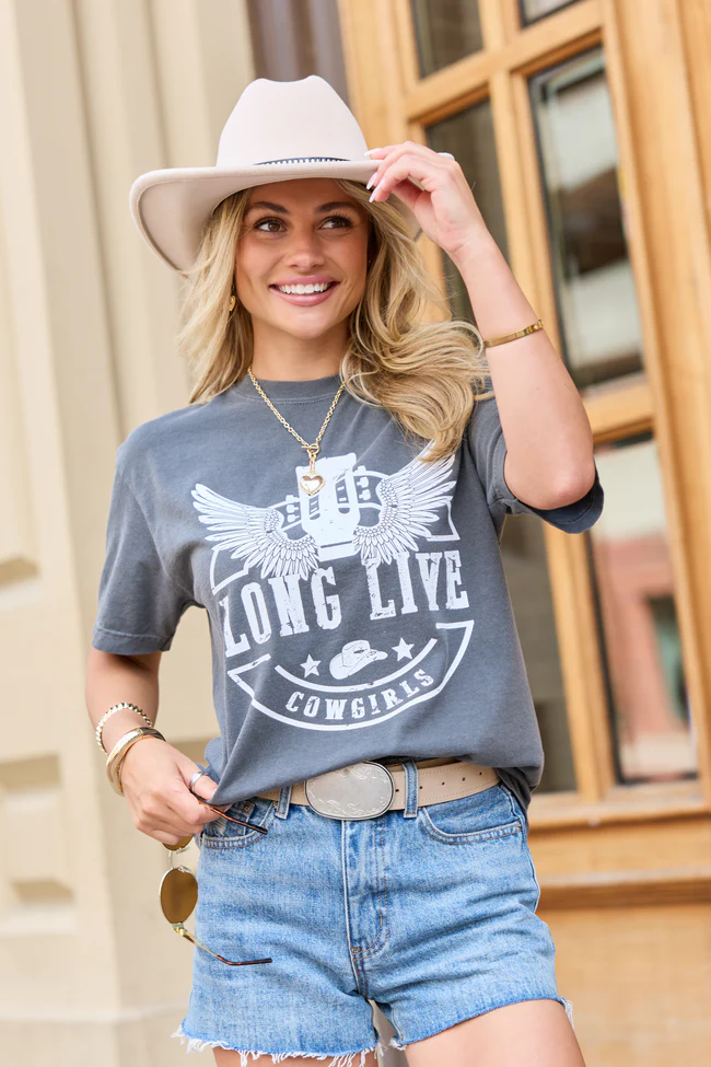 Long Live Cowgirls Dark Grey Graphic Tee