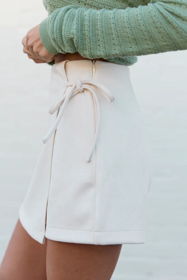 Lorelei Ivory Faux Suede Wrap Skort FINAL SALE - Image 3