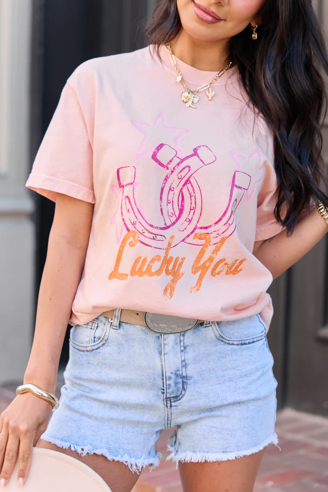 Lucky You Orange Graphic Tee - Image 2