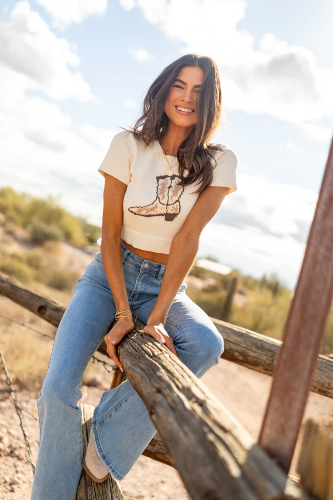Made For Walkin' Ivory Boot Detail Cropped Sweater FINAL SALE - Image 9