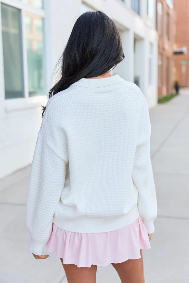 Making A Racquet Ivory Embroidered Pullover - Image 5