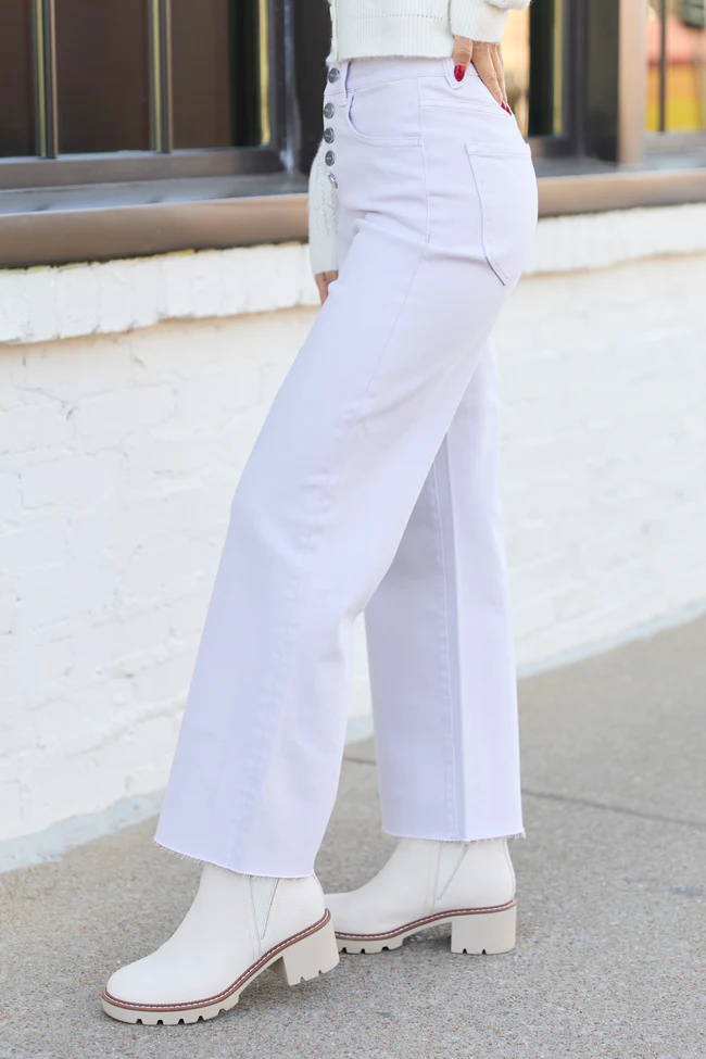 Malia Lilac Purple High Rise Wide Leg Jeans FINAL SALE - Image 3