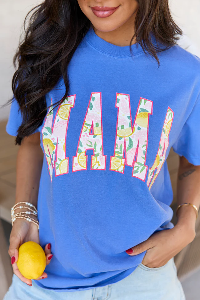 Mama Block Lemons Blue Graphic Tee - Image 2