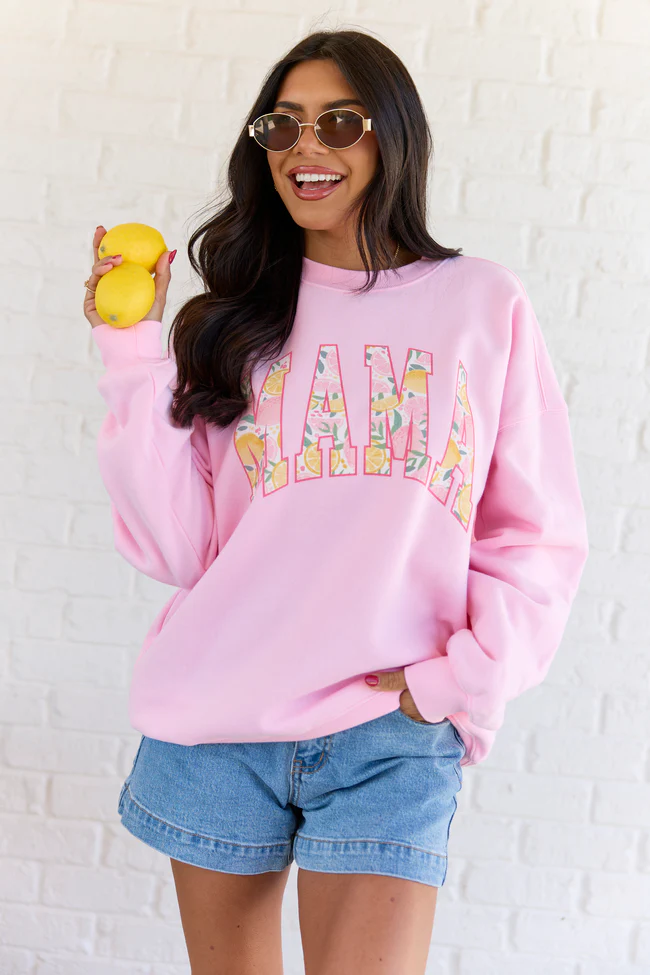 Mama Block Lemons Light Pink Graphic Sweatshirt - Image 3