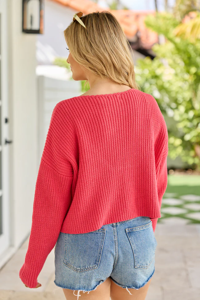 Marlie Red Crochet Sweater SALE - Image 5