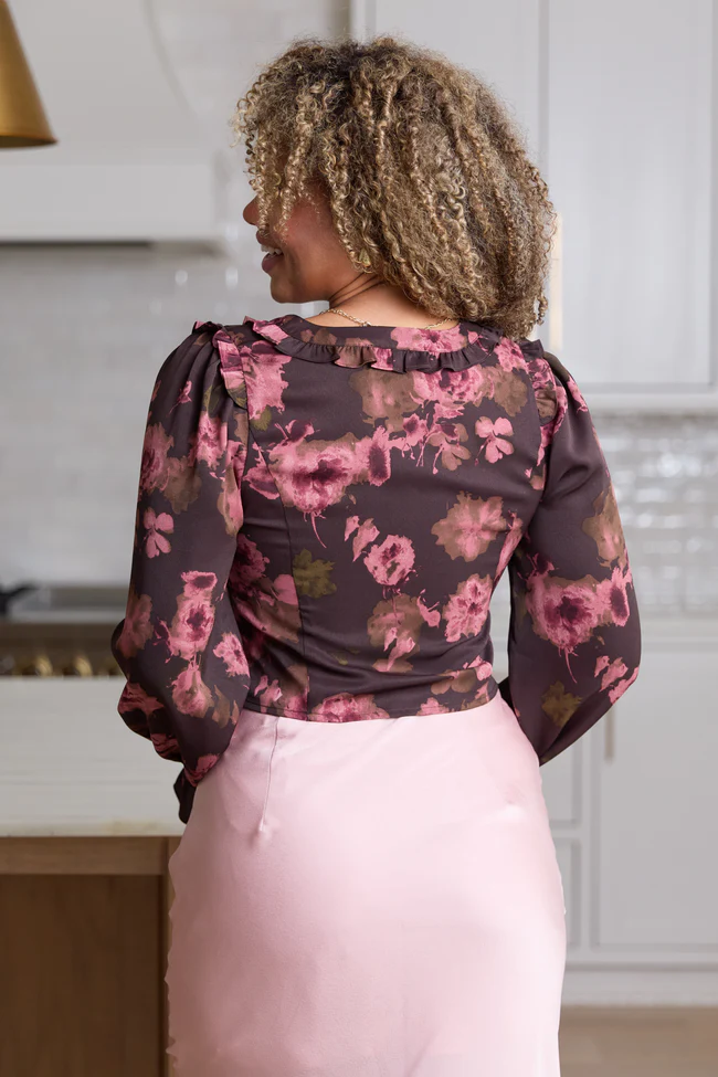 Maryn Pink And Brown Floral Tie Top FINAL SALE - Image 5