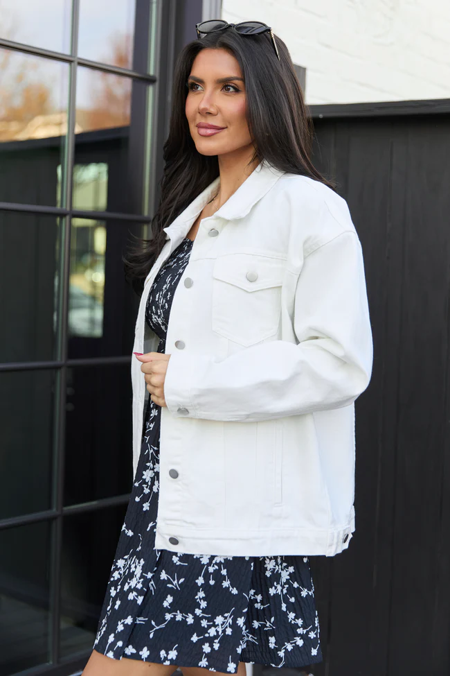Masie White Boyfriend Denim Jacket FINAL SALE - Image 3