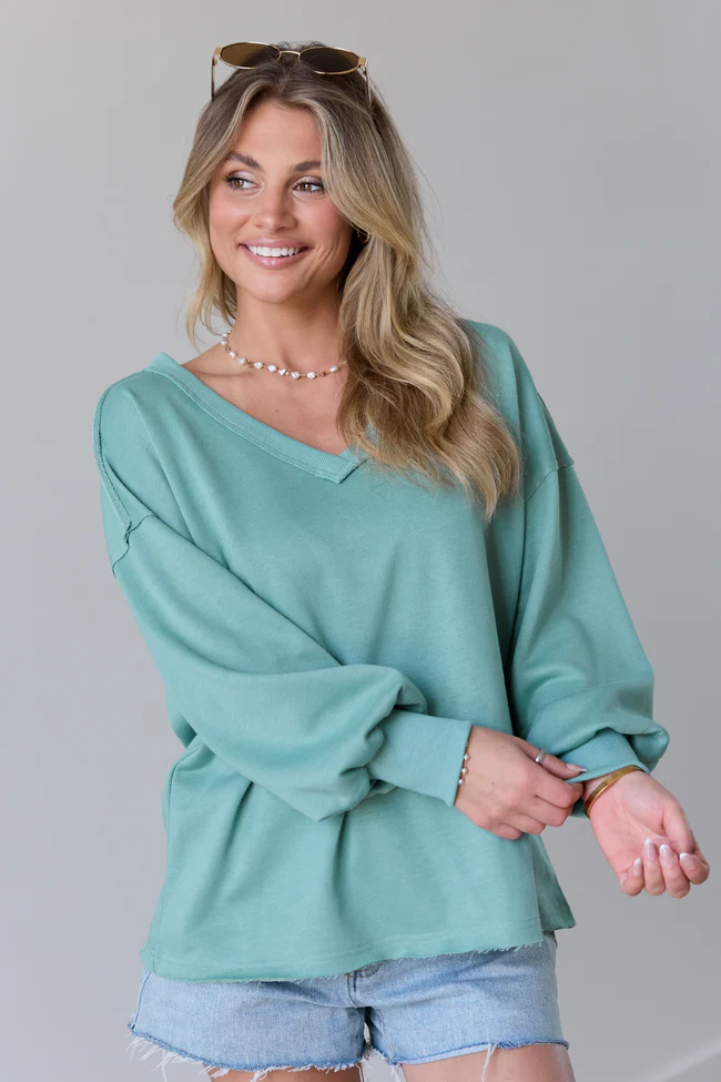 Masyn Sage V-Neck Pullover FINAL SALE