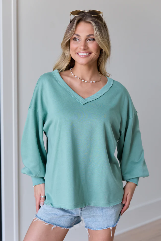 Masyn Sage V-Neck Pullover FINAL SALE - Image 3