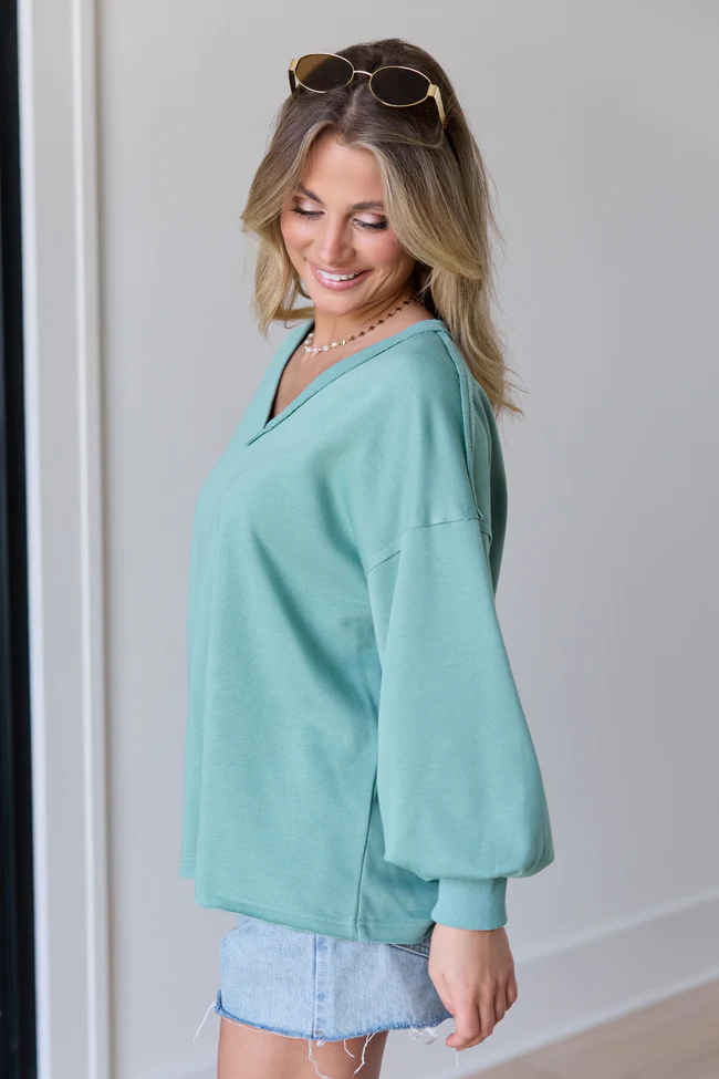 Masyn Sage V-Neck Pullover FINAL SALE - Image 4
