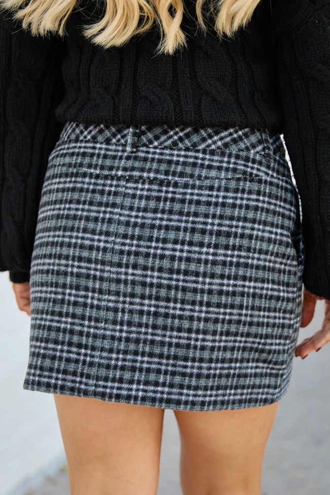 Meadow Navy Grey Plaid Mini Skirt FINAL SALE - Image 4