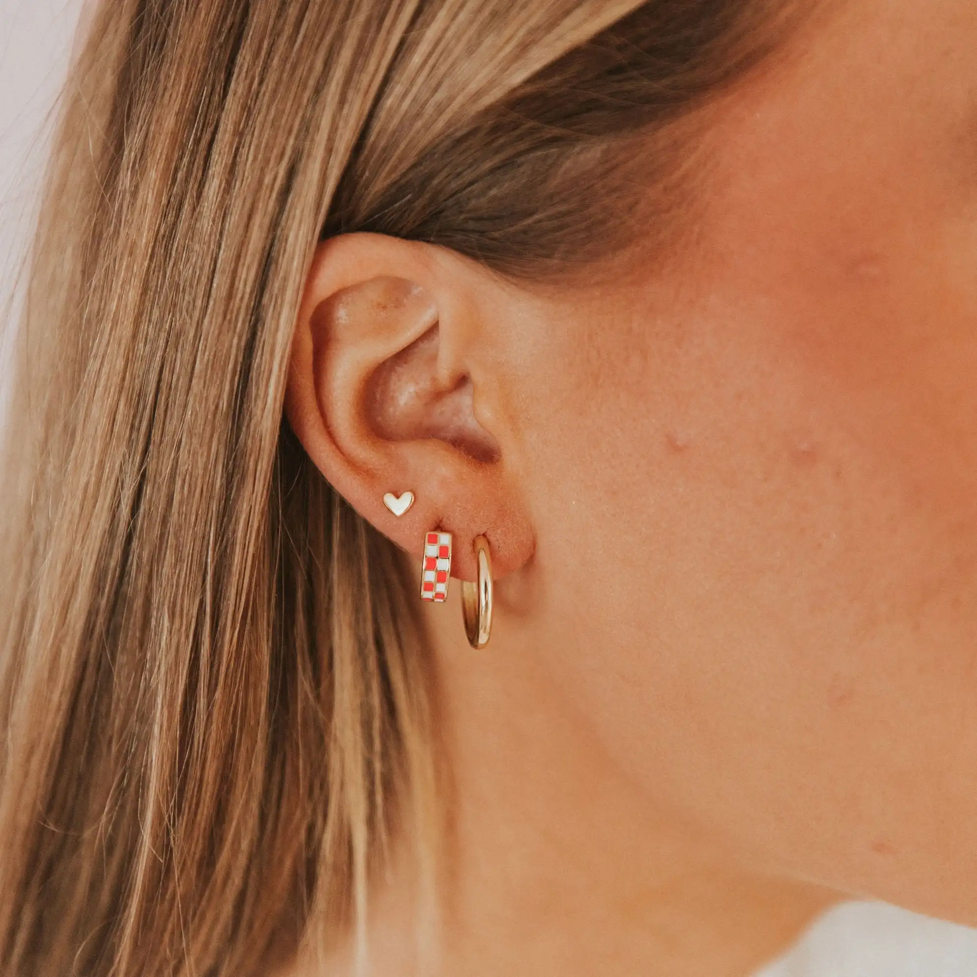 Mini Heart Stud Earrings - Image 3