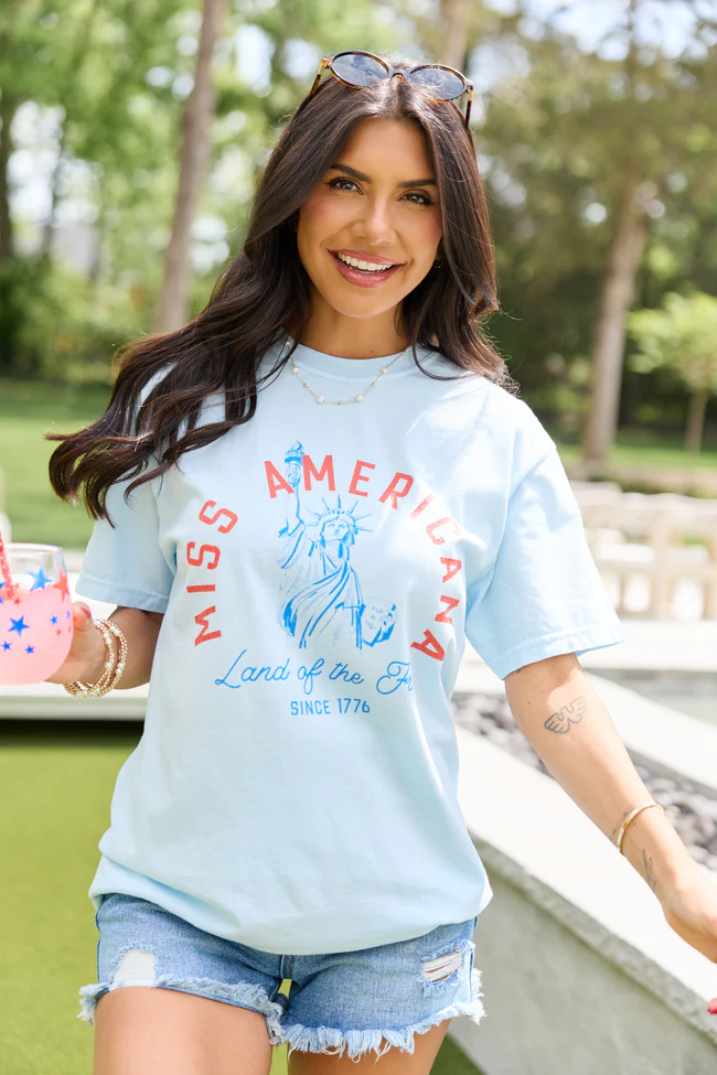 Miss Americana Light Blue Graphic Tee - Image 4