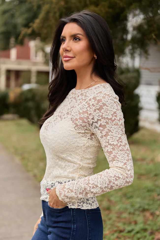 Morgan Ivory Lace Mesh Top - Image 4