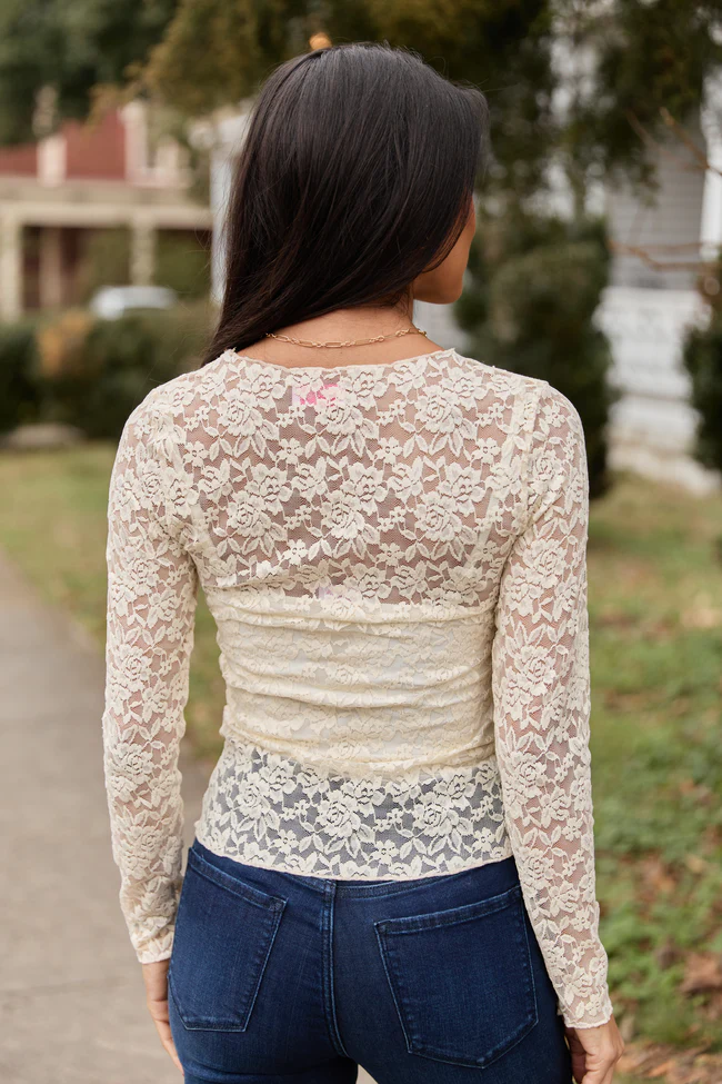 Morgan Ivory Lace Mesh Top - Image 5