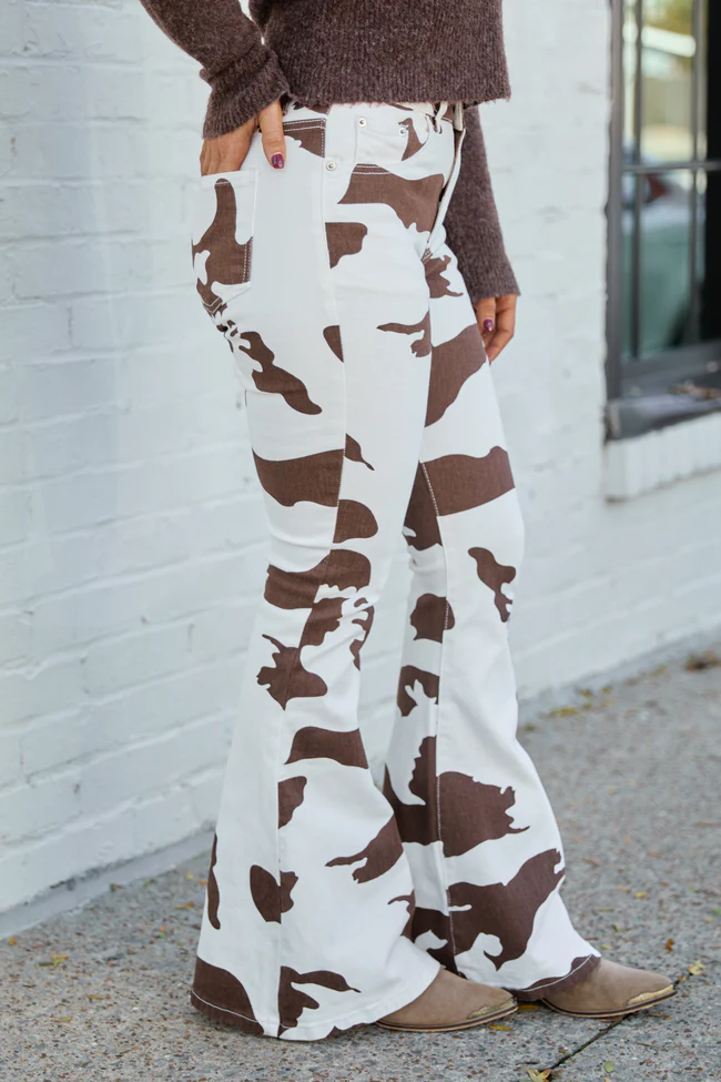 My Favorite Stretchy Cow Print Flare Leg Jeans FINAL SALEi Dr - Image 3