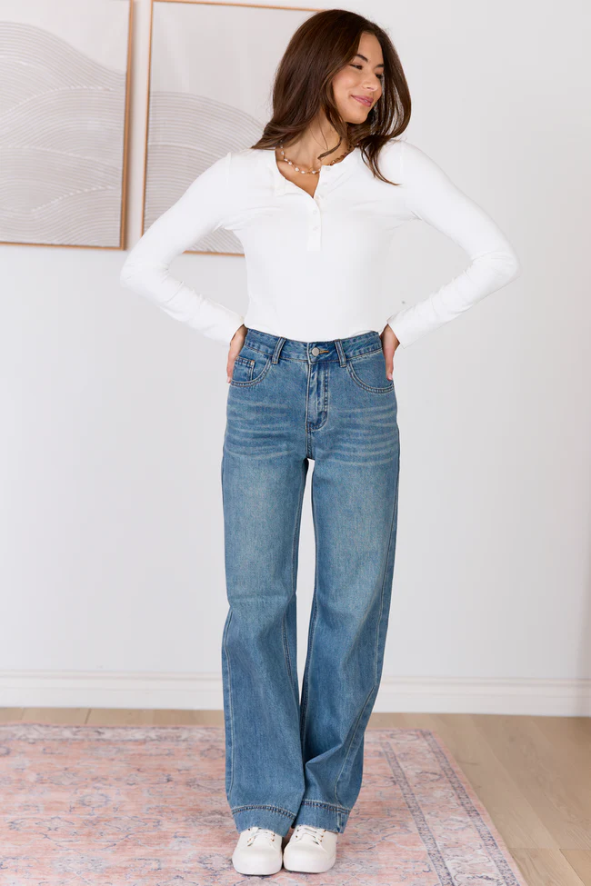 My Favorite Stretchy Dark Wash Loose Fit Jeans - Image 2