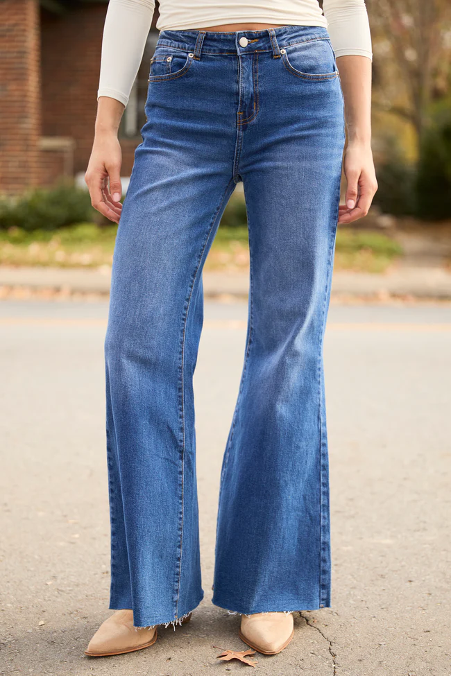 My Favorite Stetchy Dark Wash Relaxed Flare Jeans FINAL SALE