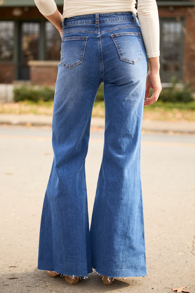 My Favorite Stetchy Dark Wash Relaxed Flare Jeans FINAL SALE - Image 4