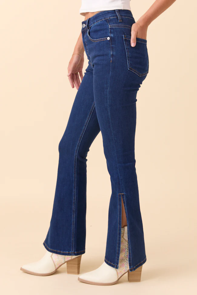 My Favorite Stretchy Dark Wash Slit Hem Jeans FINAL SALE - Image 2