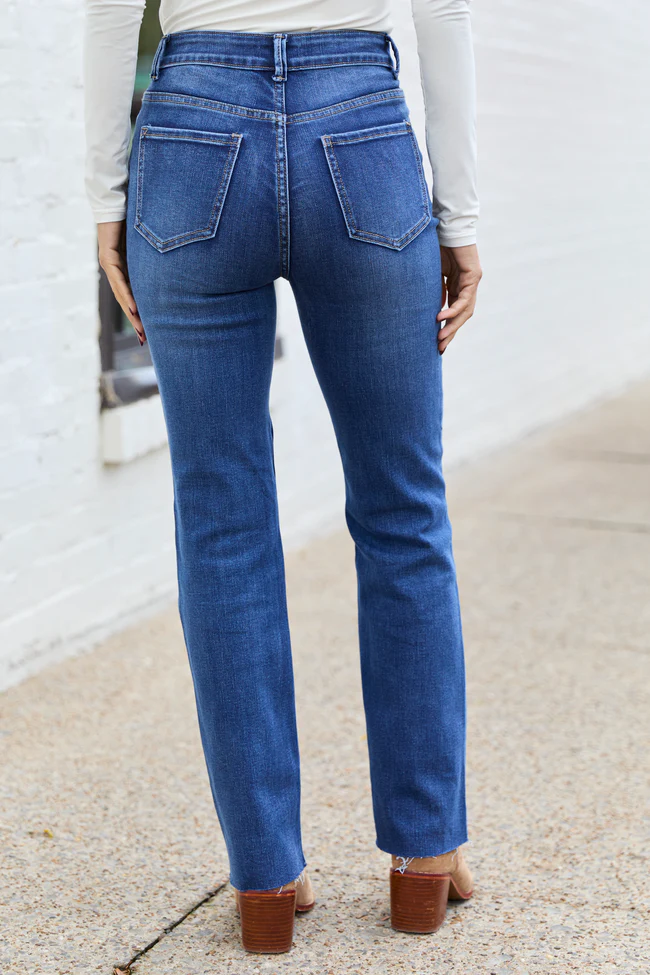 My Favorite Stretchy Dark Wash Straight Leg Jeans - Image 4