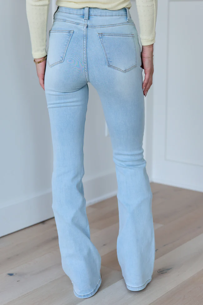 My Favorite Stretchy Light Wash Button Up Flare Jeans - Image 4